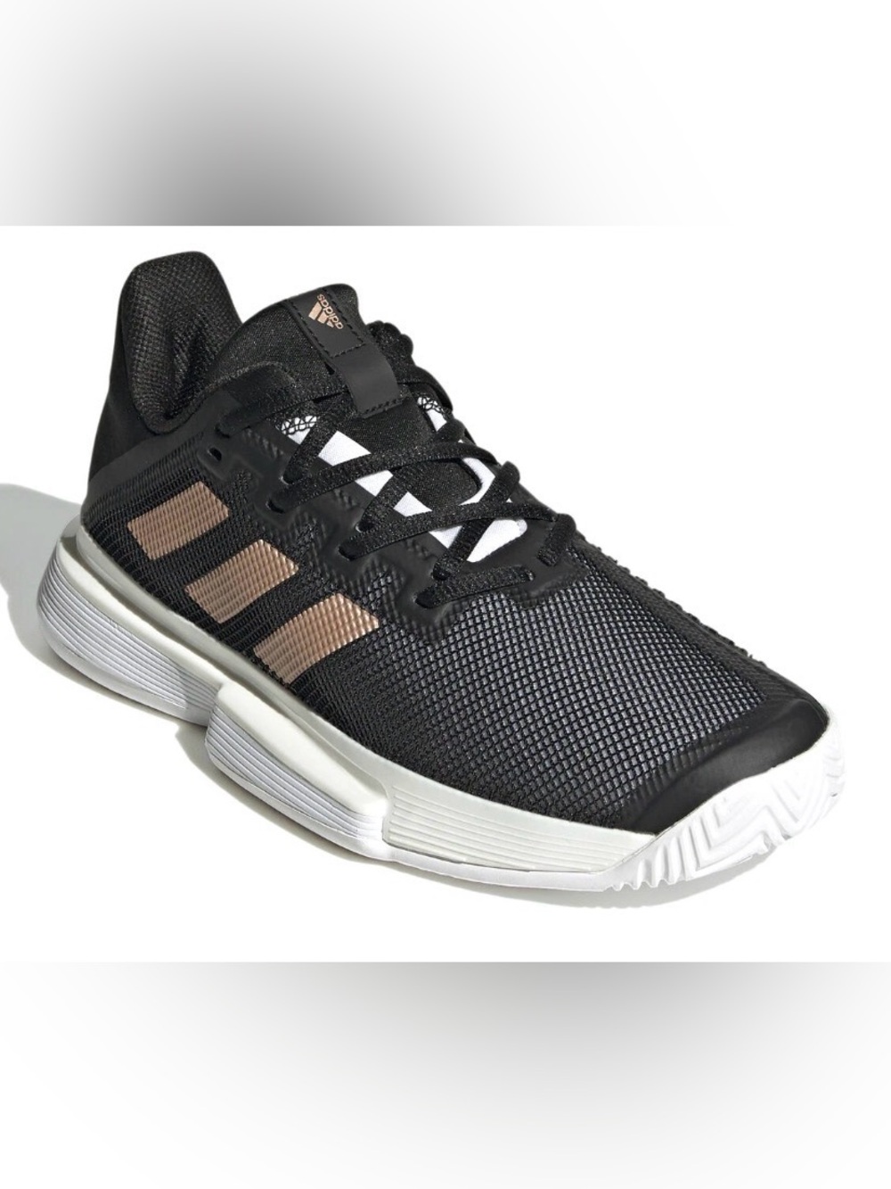 Adidas- Woman’s Soleman Bounce Black and Peach Athletic Lace up Shoes 10.5